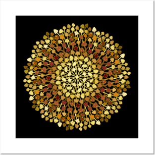 Mushroom Mandala design in tans and browns with polka dots Posters and Art